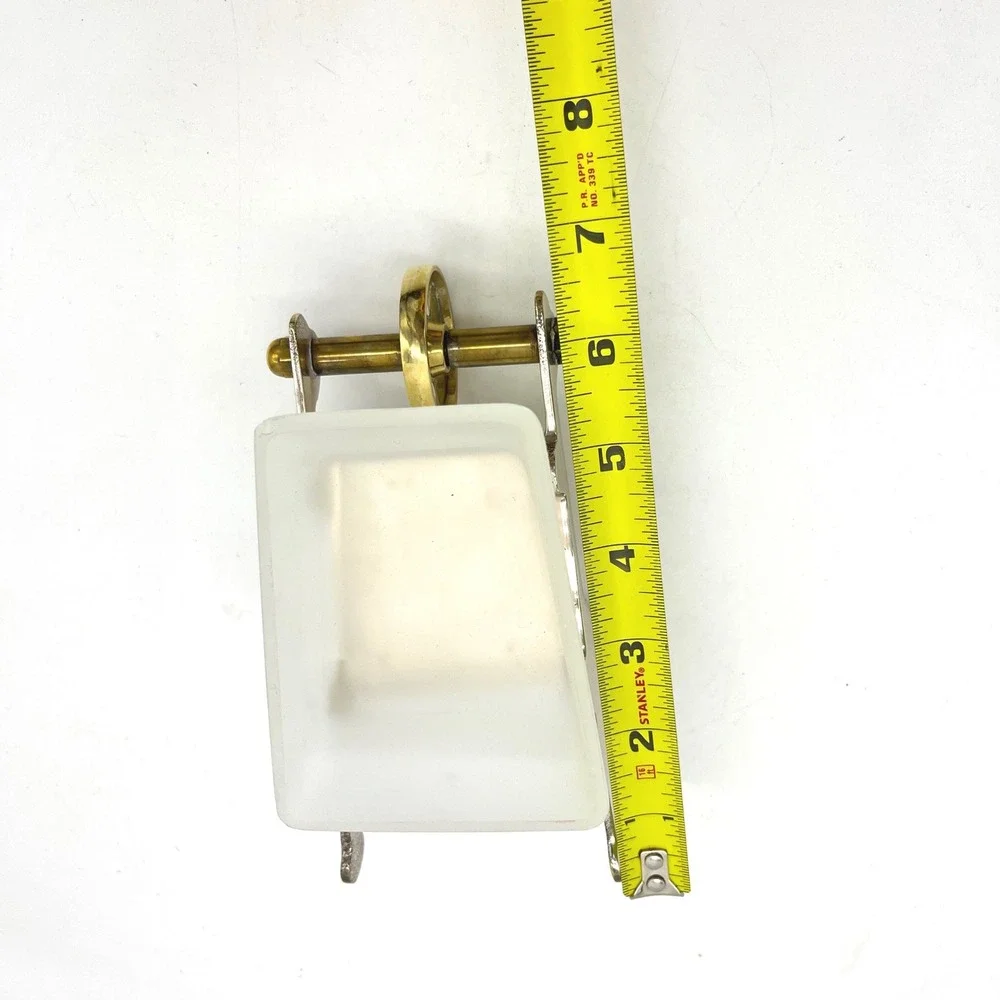 Vintage Frosted Glass & Mixed Metal Miniature Wheelbarrow Trinket Dish Decor‎